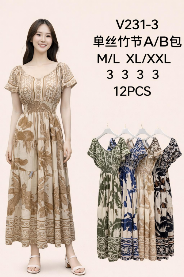 Sukienki damskie Roz M-2XL,  Mix Kolor .Paczka 12 szt